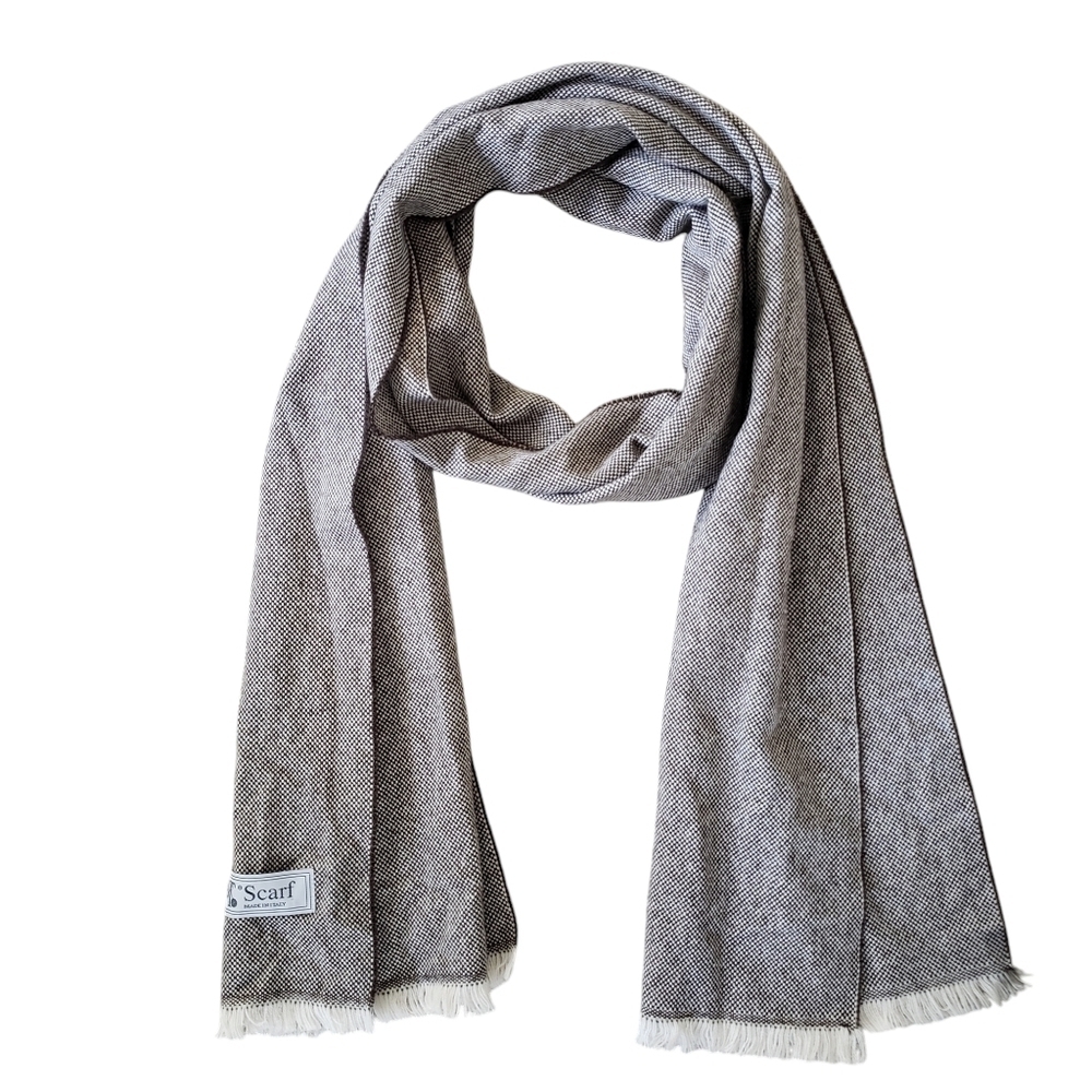 Linea Emmeti Italy Muffler Scarf Wool Blend Neutral Brown